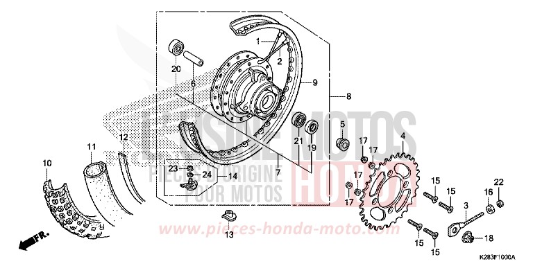 ROUE ARRIERE de CRF125F "Petites Roues" EXTREME RED (R292) 2019